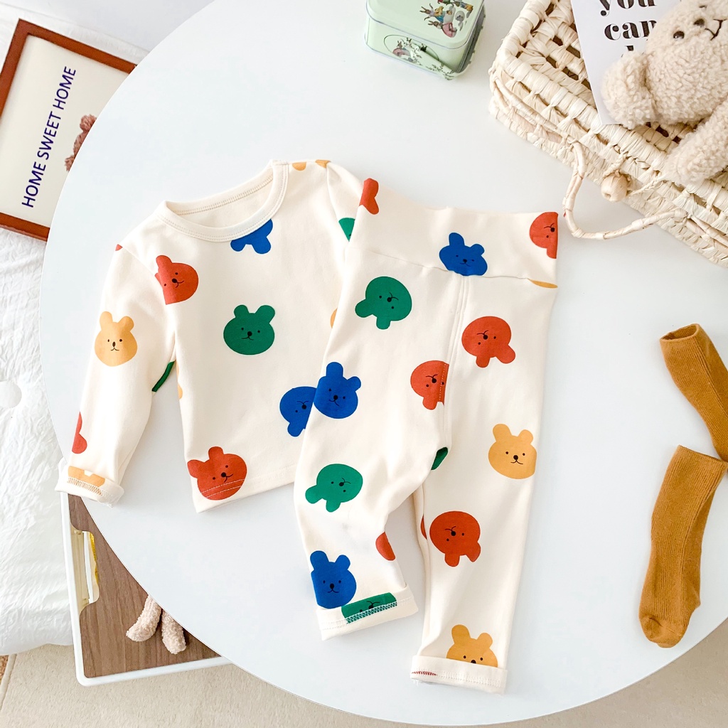 Set đồ ngủ dài tay in hình thỏ nhiều màu sắc thời trang thu đông cho bé