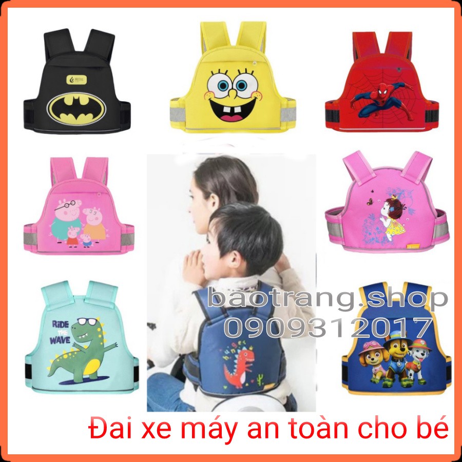[Siêu rẻ] Đai ngồi xe máy an toàn cho bé, đeo vai, thắt lưng cho bé từ 1 đến 10 tuổi