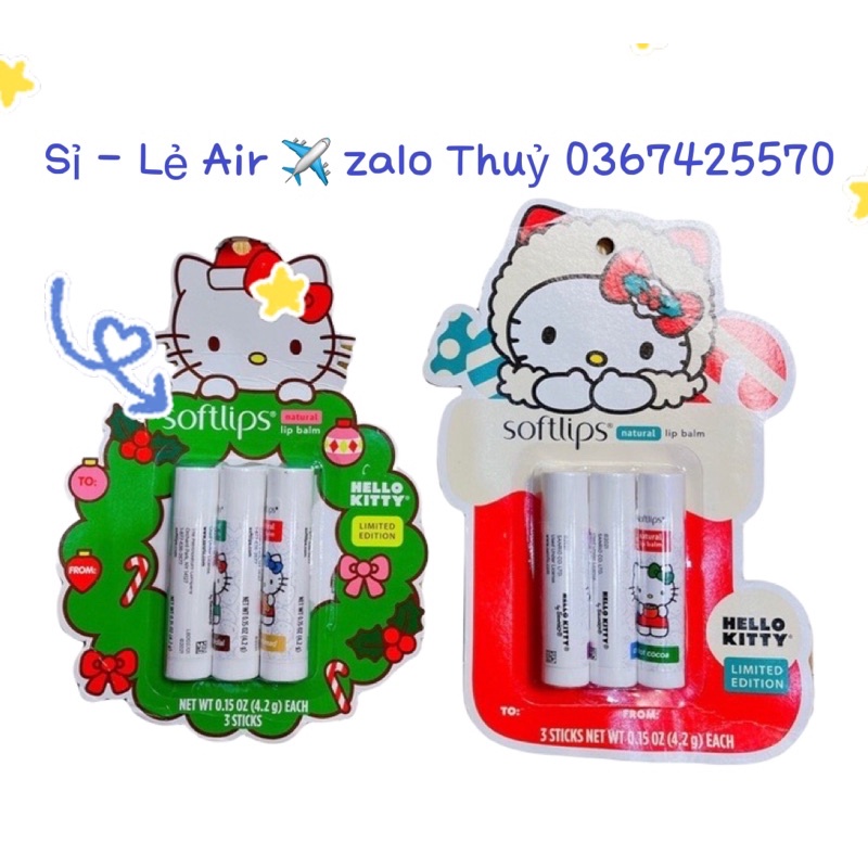 (Air ✈️ Mỹ ) Son Softlips Hello Kitty Holiday Limited Edition ( set 3 thỏi )
