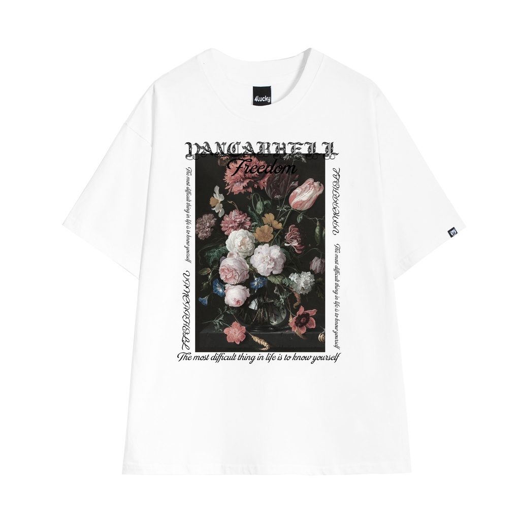 Áo Tee tay lỡ 4lucky 6013 - Unisex nam nữ Cotton oversize form rộng