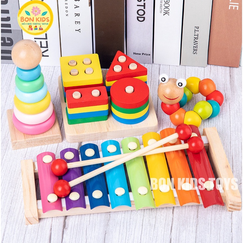 Combo Đồ chơi gỗ Montessori cho bé tư duy, phát triển trí tuệ vừa học vừa chơi - Đồ chơi giáo dục cho bé