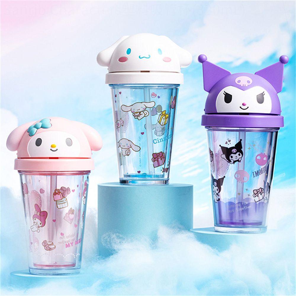 Bình Nước Nhựa Chống Rò Rỉ Họa Tiết Hoạt Hình My Melody Cinnamoroll Dễ Thương Cho Bé