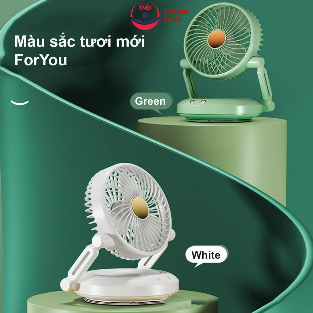 Quạt treo tường TMD GROUP tích điện, gấp gọn (tặng cáp sạc, miếng dán)  - Treo nhà vệ sinh, quay 90 độ |Pin 2400mAh