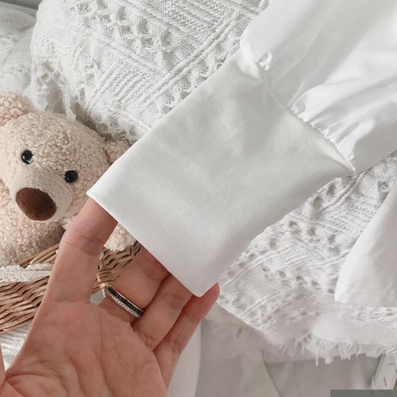 Áo kiểu tay phồng in họa tiết hoạt hình phong cách Hàn quốc cho bé gái