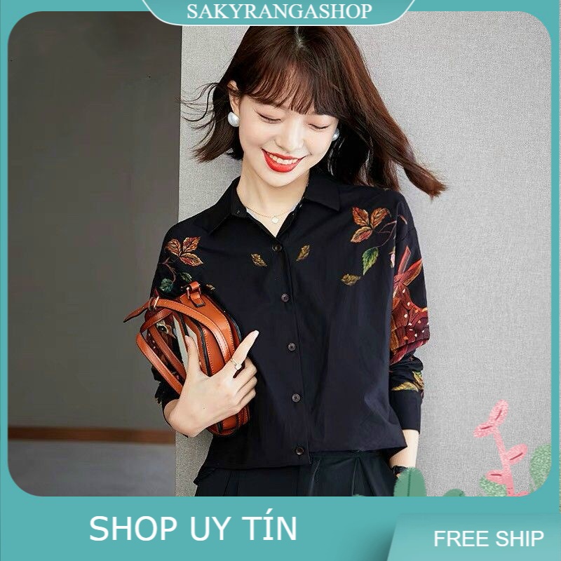 HÀNG NHẬP - ÁO SƠ MI HỌA TIẾT CON NAI