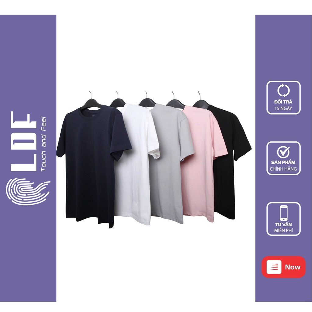 Áo thun nam trơn LDF 5 màu phông basic tee cổ tròn cộc tay cao cấp 100% cotton