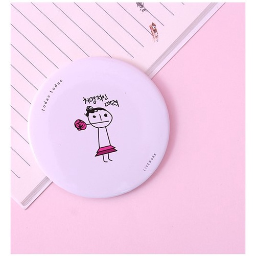 Gương trang điểm mini cầm tay hình tròn siêu kute dễ thương bunakids PK17
