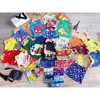 [SIÊU SALE] Bộ ba lỗ cotton bé trai, gái họa tiết hoạt hình năng động cực nét, chất liệu thấm hút  size 10-22kg hot hot