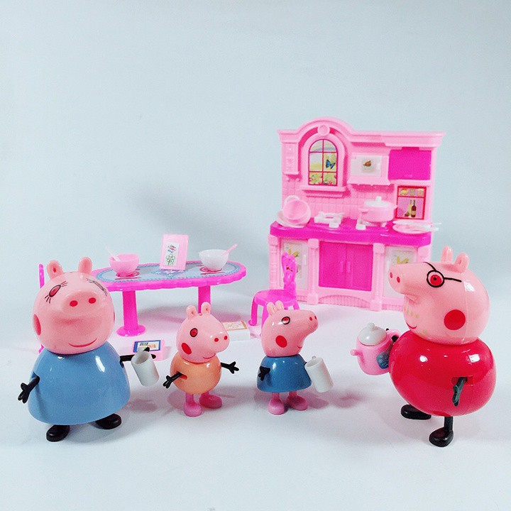 BỘ ĐỒ CHƠI NẤU ĂN HEO PEPPAPIG CÓ BÀN GHẾ THIẾT KÊ MINI SIÊU ĐẸP