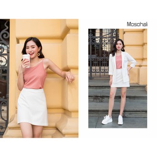 Set vest kẻ trắng(Áo+chân váy)