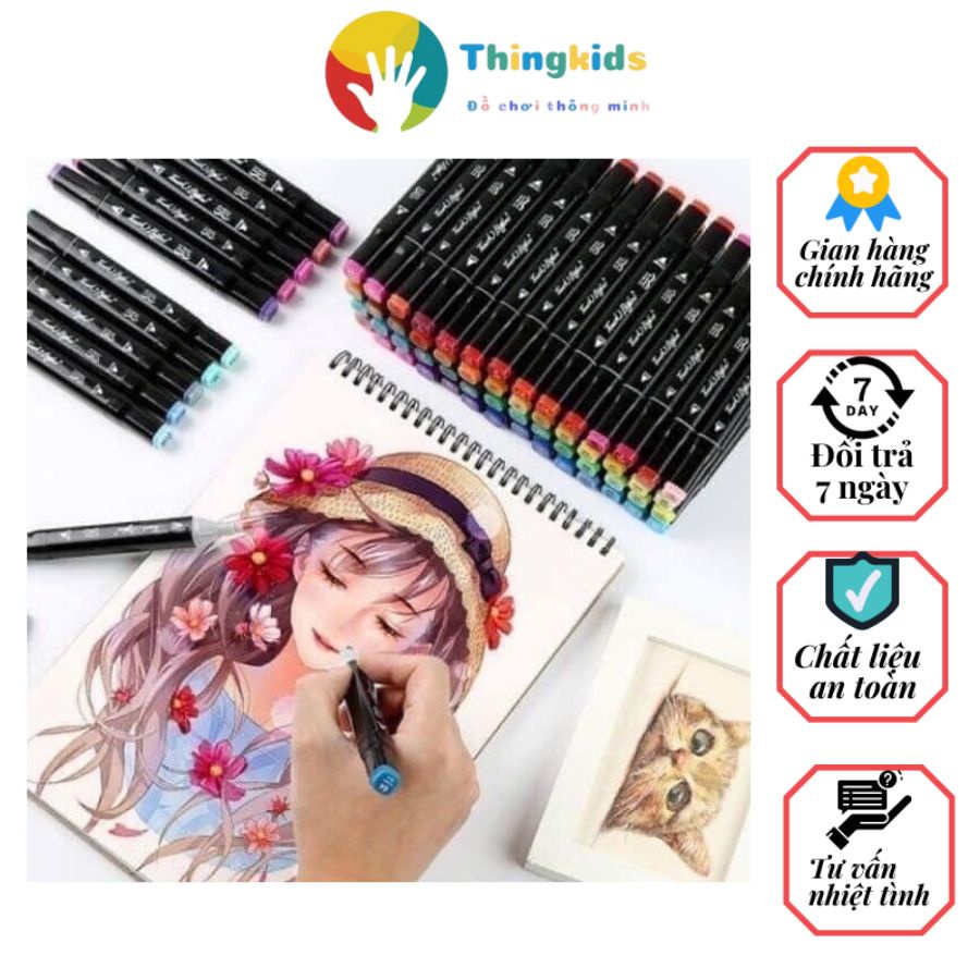Bút Touch Mark marker 24 chi tiết hoặc 48 chi tiết màu Touchmark dạ hai đầu túi da vintage