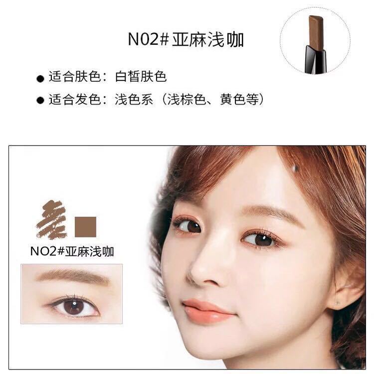 Double head eyebrow pen with triangle extrusion refill, waterproof and sweat proof, automatic rotation non halo dye band eyebrow brush | BigBuy360 - bigbuy360.vn