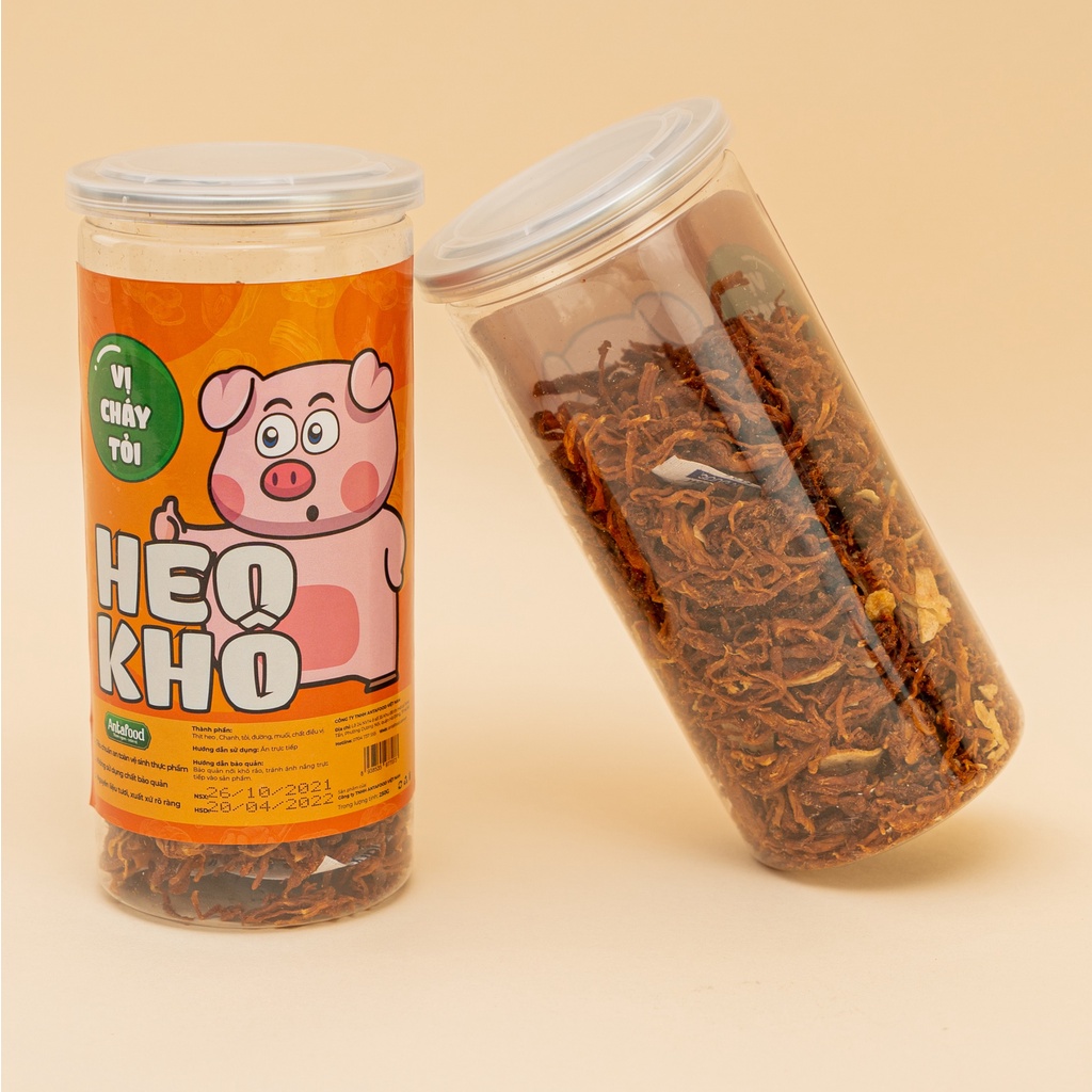 Khô heo cháy tỏi lọ 250g ANTAMAX, ăn vặt ngon và sạch mỗi ngày.