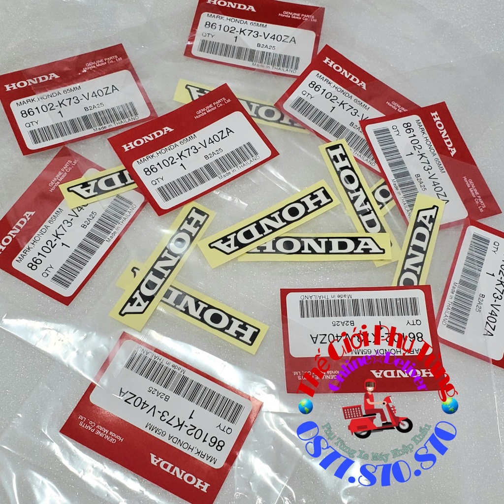 Tem logo chữ Honda 65mm Zin honda thái lan - 86102-K73-V40ZA