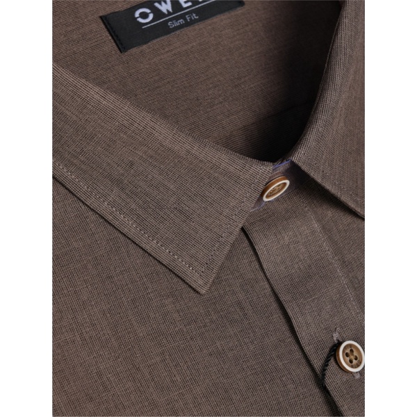 Áo Sơ Mi Nam Dài Tay Owen AS23366D Somi Công Sở Cao Cấp Màu Nâu Đậm Melange Dáng Ôm Không Túi Vải Cafe Mềm Mát Khử Mùi | BigBuy360 - bigbuy360.vn