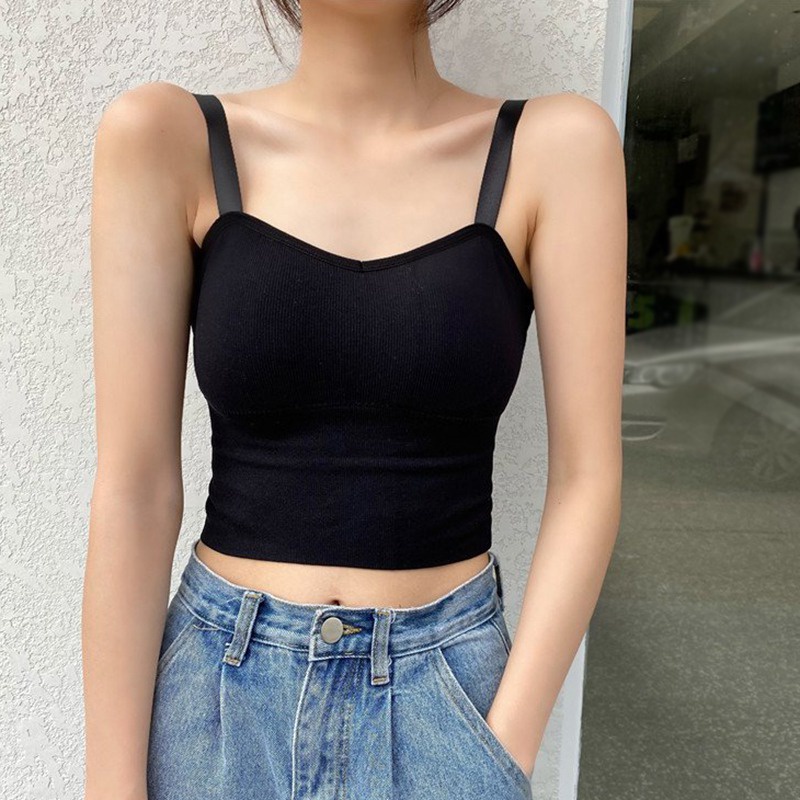 Áo dây dài hở lưng màu trơn có thể điều chỉnh phong cách Hàn Quốc