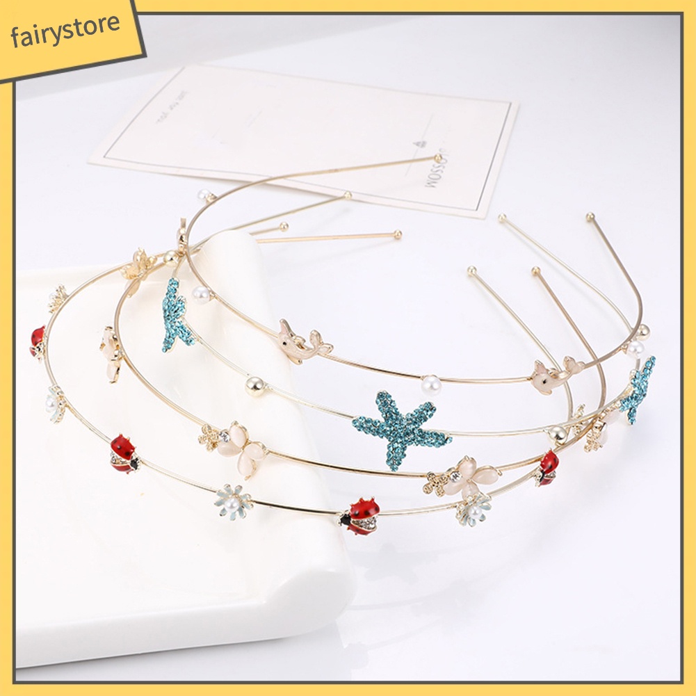 Băng Đô Cài Tóc Hình Sao Biển Phối Ngọc Trai Giả Dễ Thương Cho Nữ