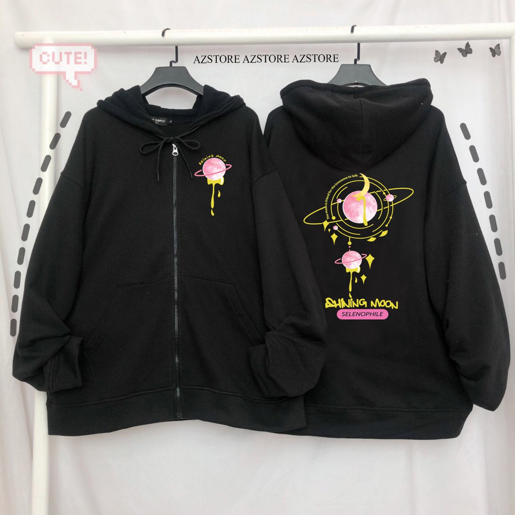 (FREESHIP) ❤ Áo khoác hoodie Dây Kéo hoặc Chui form rộng SHINING MOON Unisex ulzzang (ẢNH THẬT) (AHD003)