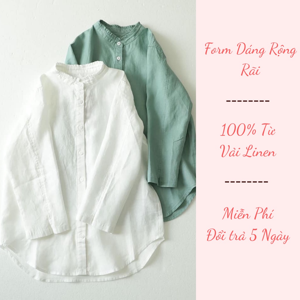 Áo Sơ Mi Nữ Dài Tay Gồm 2 Màu Chất Liệu Linen