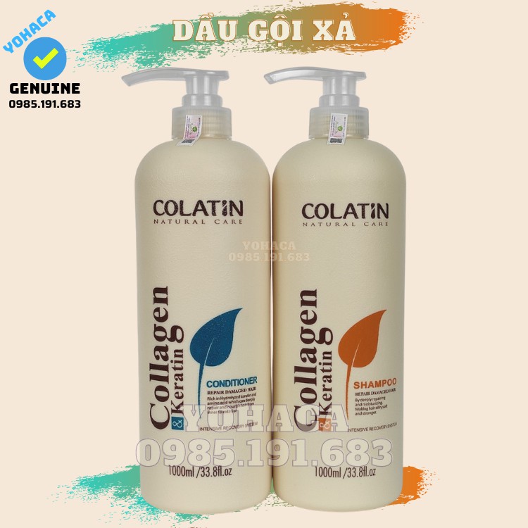 Cặp dầu gội xả Colatin Phục Hồi Dưỡng Chất Tơ Tằm 1000ml mẫu mới