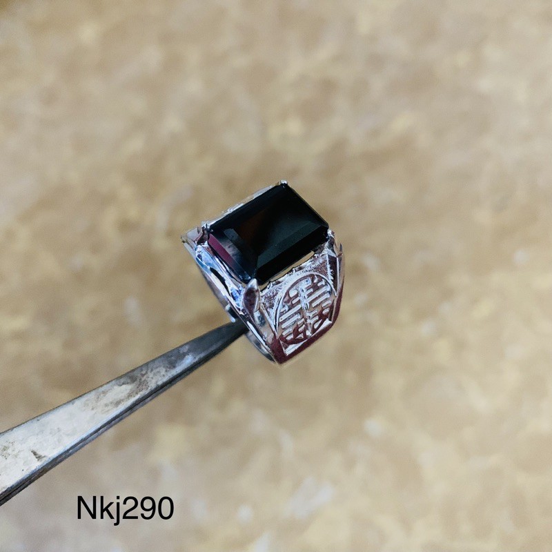 NHẪN NAM BẠC TA ĐÁ MÀU ĐEN