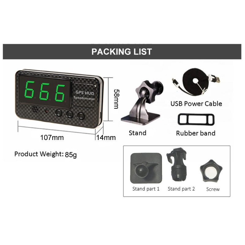 Đồng Hồ Đo Tốc Độ GPS 3'' Chuyên Dụng Cho Xe Hơi