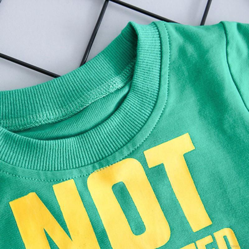 Bộ áo cotton dày tay in chữ + quần dài cho bé