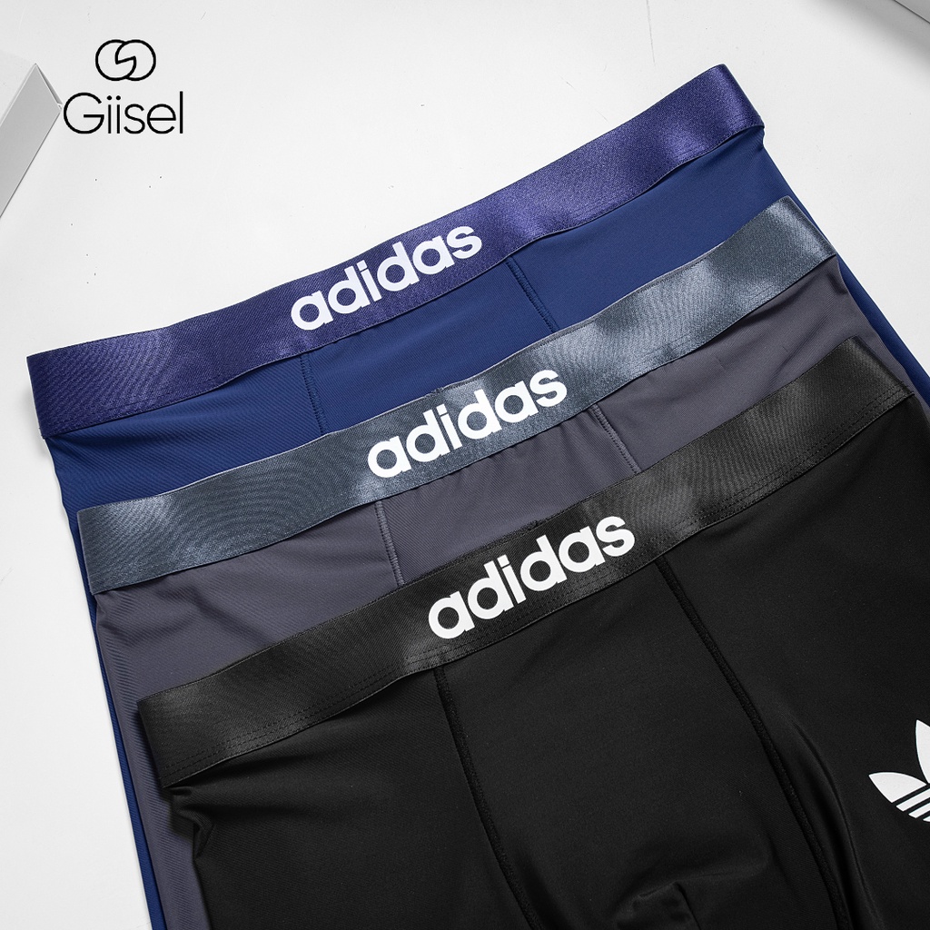 Boxer sịp đùi quần lót nam thun lạnh logo ép nhiệt 3 màu Đen Ghi Xanh Than - mã L03 ép nhiệt