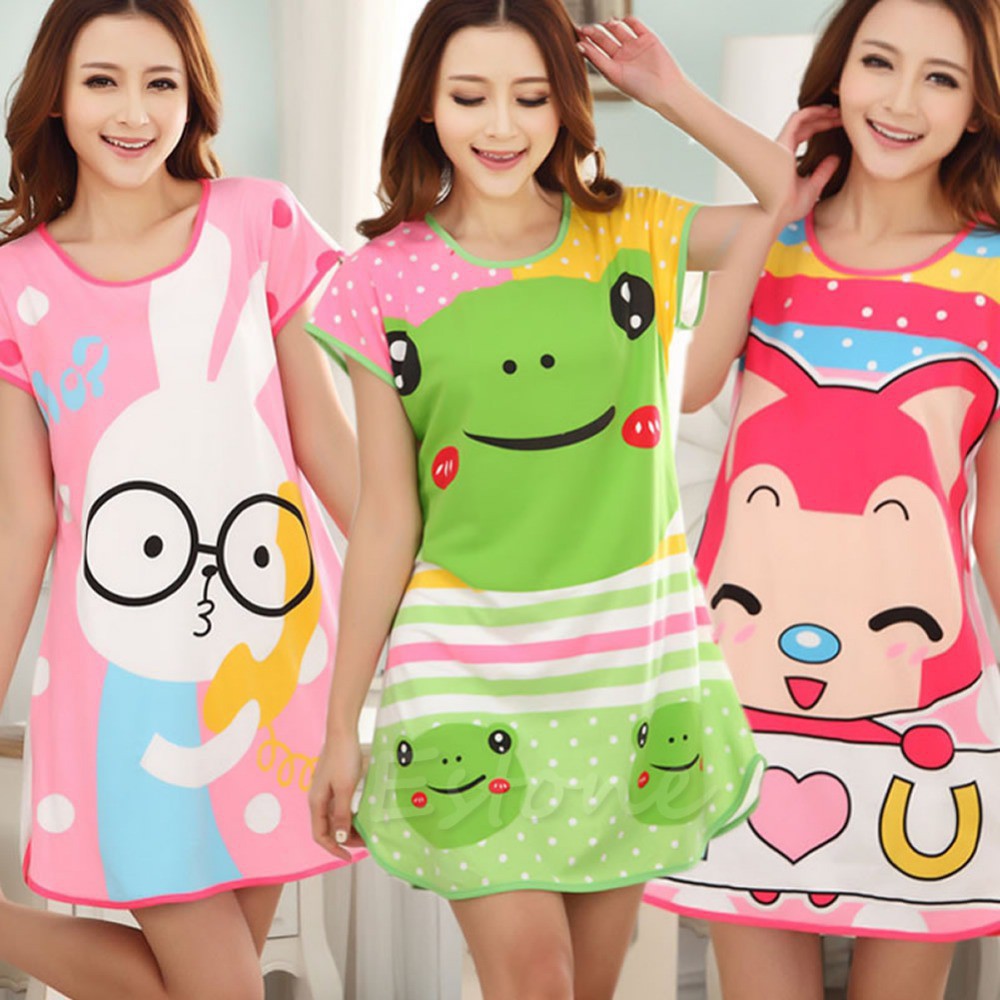 Women Pajamas Sleepwear Nightwear Sleep Dress Cartoon Evening Dress | BigBuy360 - bigbuy360.vn