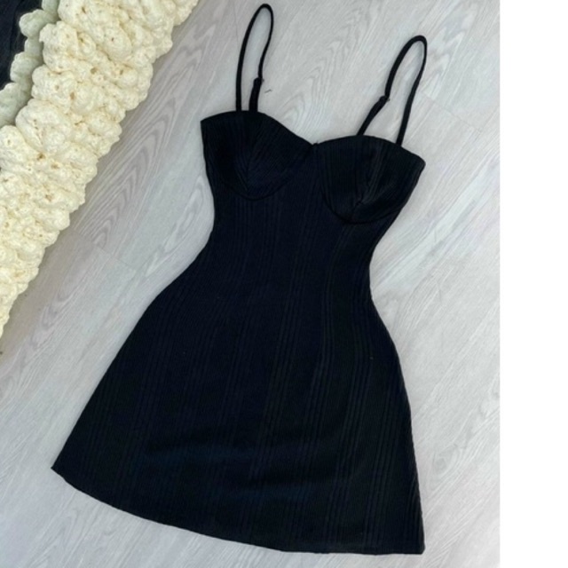Đầm Gân 2 Dây Bún Body Gân Cúp Khuôn Ngực Dáng Ngắn