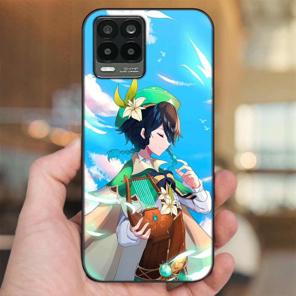 Ốp lưng Realme 8, 8 Pro viền đen in hình Venti Genshin Impact