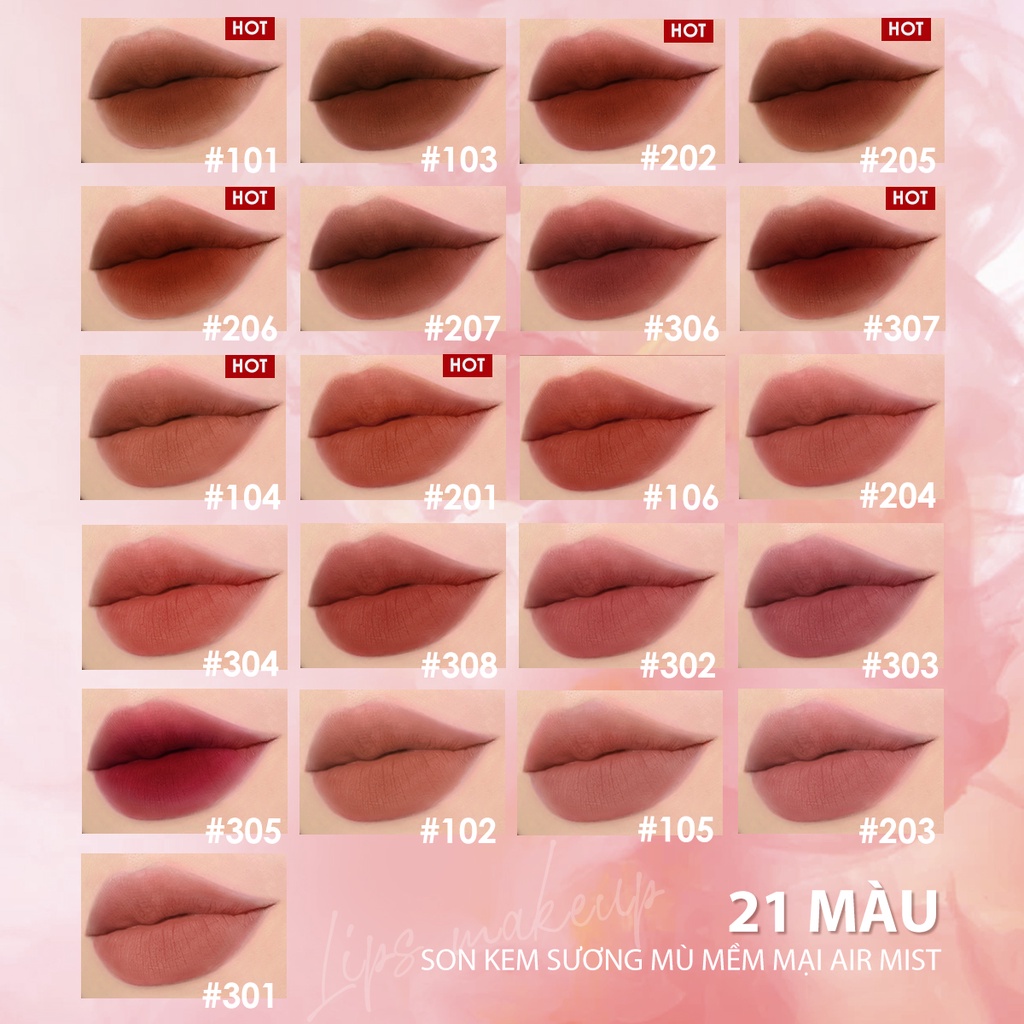 FOCALLURE Air Mist Lip Cream Velvet Matte Silky-Smooth Waterproof Lipstick 2.5g | BigBuy360 - bigbuy360.vn