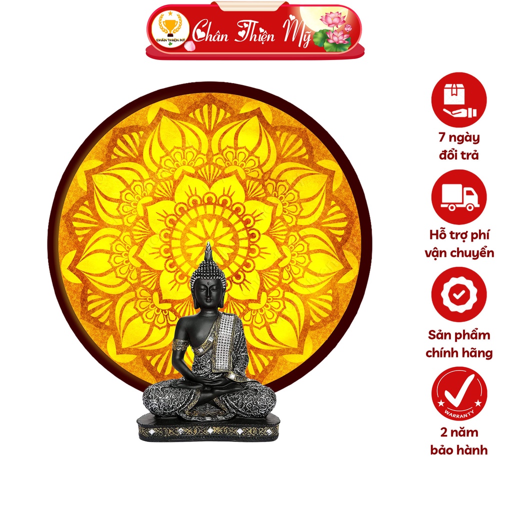 Đèn Hào Quang Mandala In Tranh Trúc Chỉ CHÂN THIỆN MỸ, Trang Trí Bàn Thờ Gia Tiên, Treo Tượng Phật TC-HQ-14