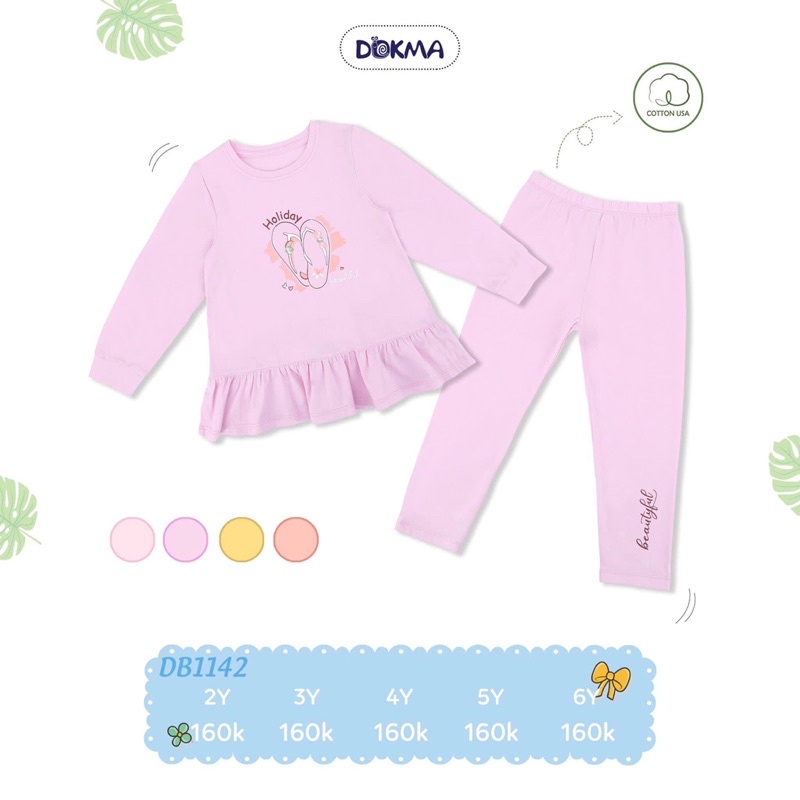 Bộ thu đông bé gái Dokma chất mềm co dãn tốt