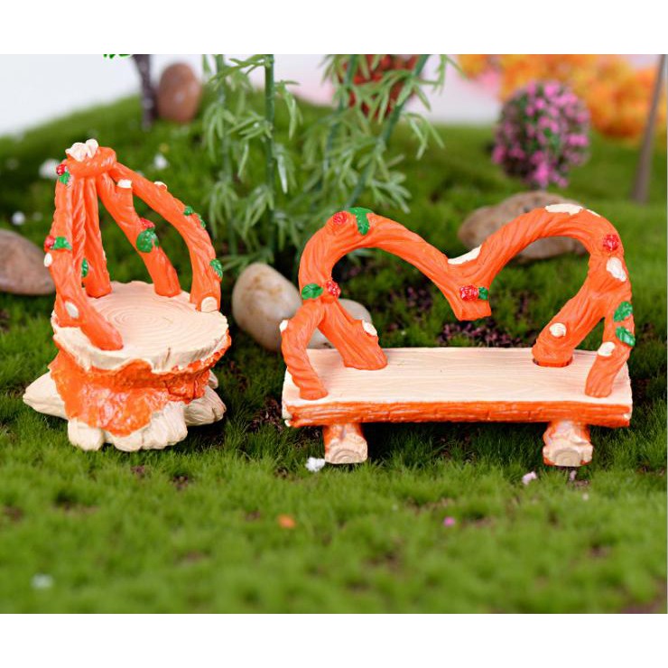 Mô hình ghế gỗ cam làm tiểu cảnh, terrarium, nhà mô hình quà tặng trang trí