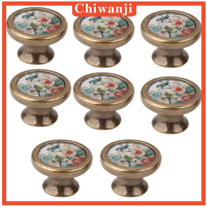 Bộ 8 Tay Nắm Cửa Tủ Bằng Đồng Thau Hình Chim Hoa Cổ Điển