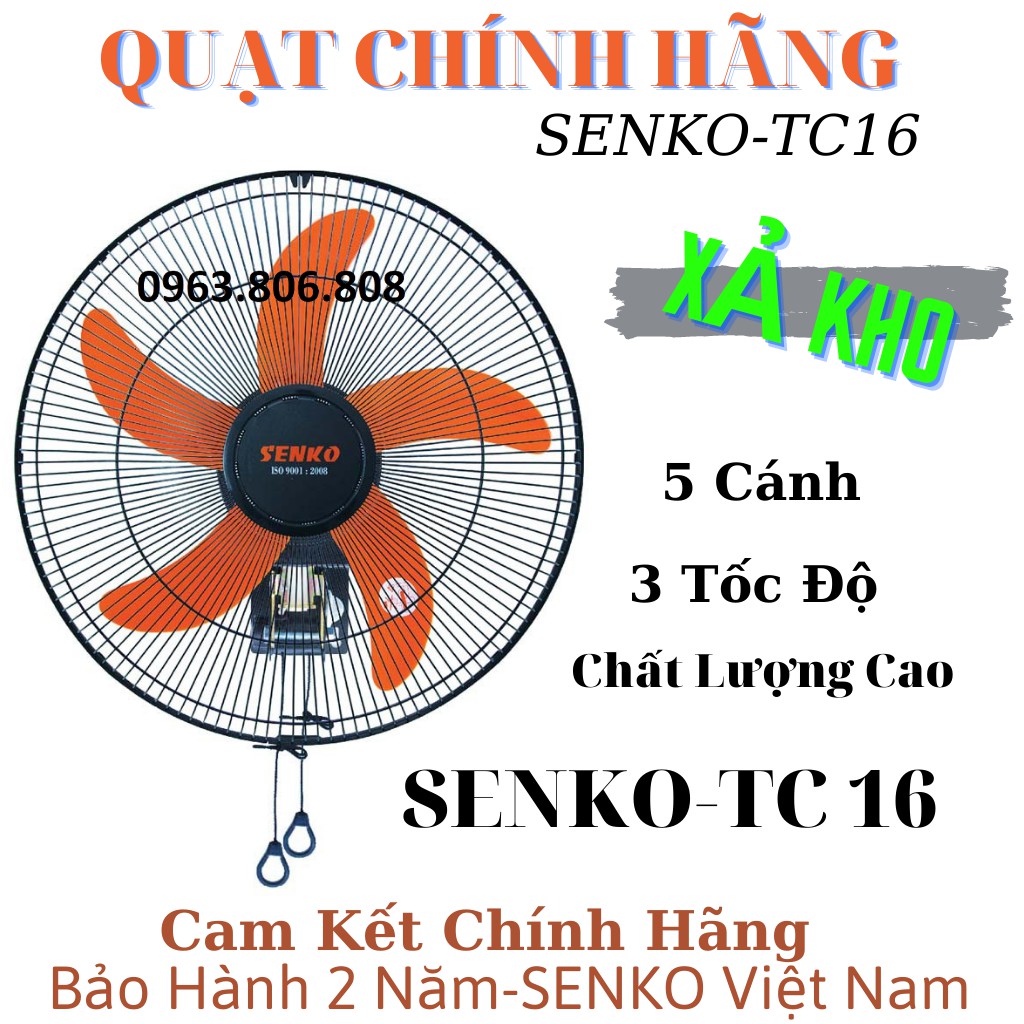 Quạt Treo Tường Senko TC16-2 Dây- 5 Cánh- Bảo Hành 2 Năm-Quạt Điện Treo Tường Giá Rẻ CHÍNH HÃNG