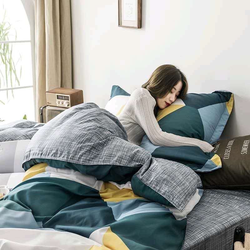 Bộ chăn ga gối cotton poly Sóng Tam Giác