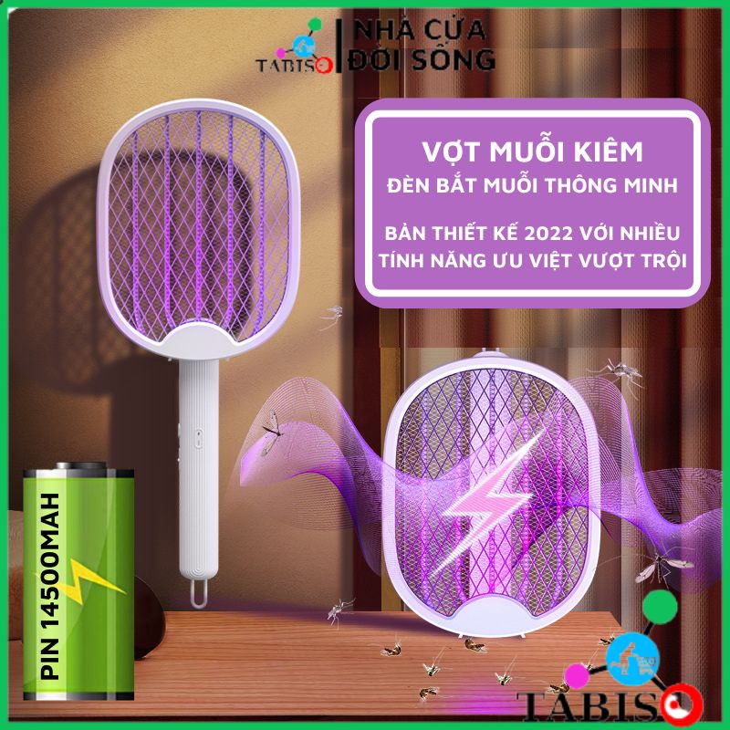 Vợt Muỗi kiêm Đèn Bắt Muỗi SAKIO Pin sạc 14500mah - BH 12 tháng - TABISO
