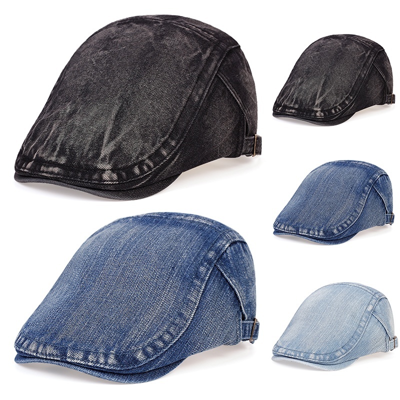 Mũ nồi cotton denim đơn giản cổ điển thời trang