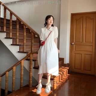 Đầm Trắng Dáng Rộng Cổ Búp Bê Kiểu Hàn Quốc Thời Trang 2020 Cho Nữ