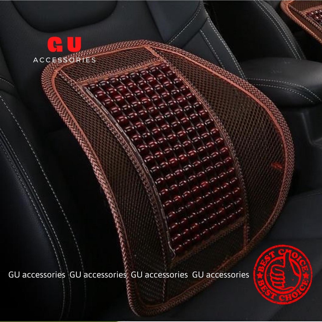 Tựa lưng lưới đan hạt gỗ cao cấp dành cho ghế xe ô tô ghế văn phòng chống mỏi lưng hiệu quả tạo cảm giác thoải mái GU