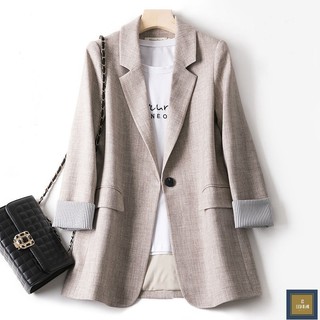 Áo blazer trơn nữ đẹp phối tay phong cách Hàn Quốc