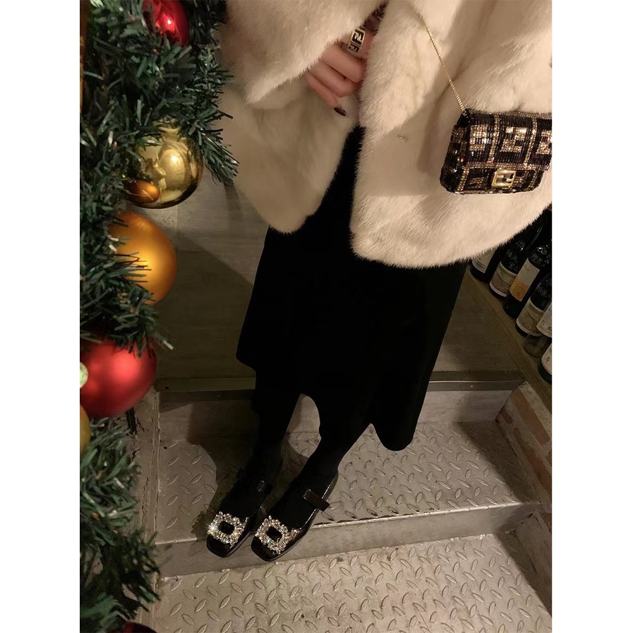 Giày Búp Bê Mũi Vuông Thiết Kế Xinh Xắn Cho Bé Gái