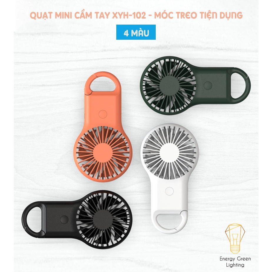 Quạt Mini Cầm Tay Energy Green Lighting Tích Điện X-102 - Móc Treo Tiện Lợi - 3 Tốc Độ Gió Siêu Mát