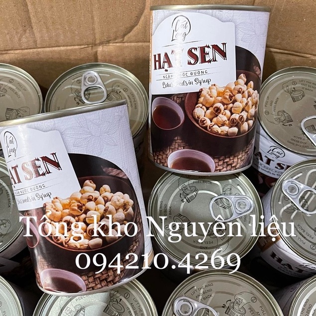 Hạt Sen Đóng Hộp/Hạt Sen Ngâm Nước Đường CẢT LONG hộp 565g MỀM BÙI- TOPPING TRÀ SEN VÀNG, CHÈ