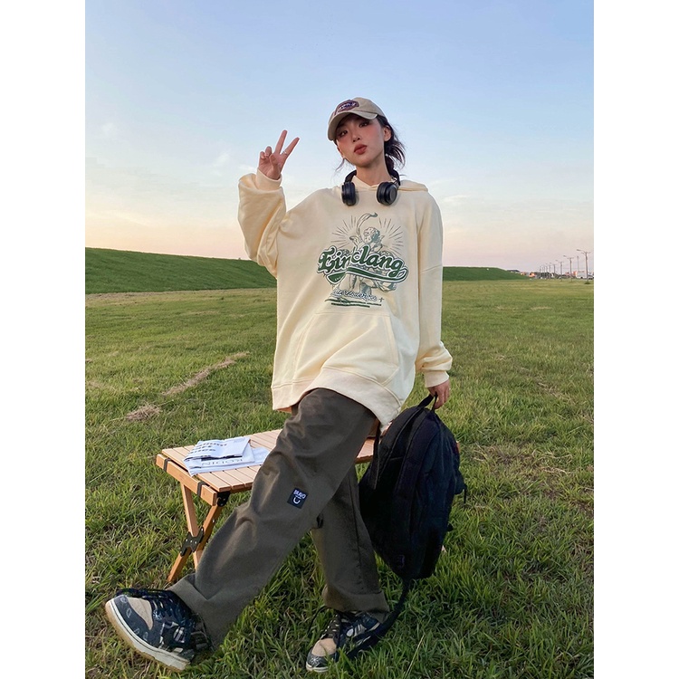 NRVP Áo Hoodie Nữ Tay Dài Dáng Rộng Thời Trang Phong Cách Hàn Quốc