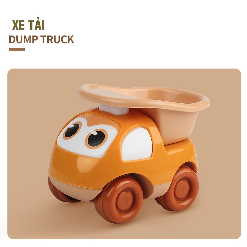 Bộ đồ chơi ô tô quán tính mi ni hoạt hình mô tả xe công trình, xe kỹ thuật, xe thang, xe cứu hộ đẹp và dễ thương