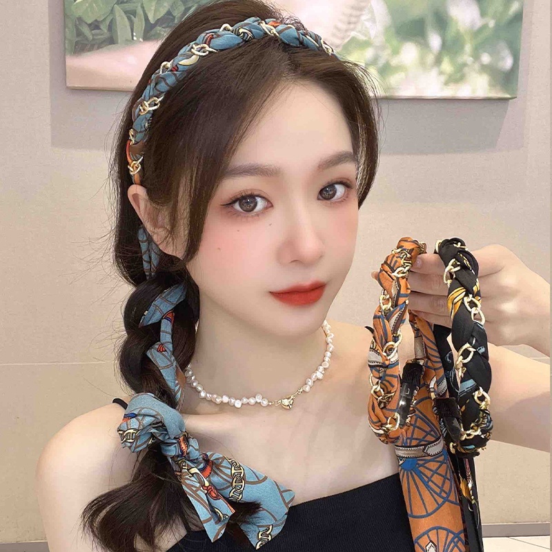 Băng Đô Bện Dây Phối Tua Rua Phong Cách Hàn Quốc