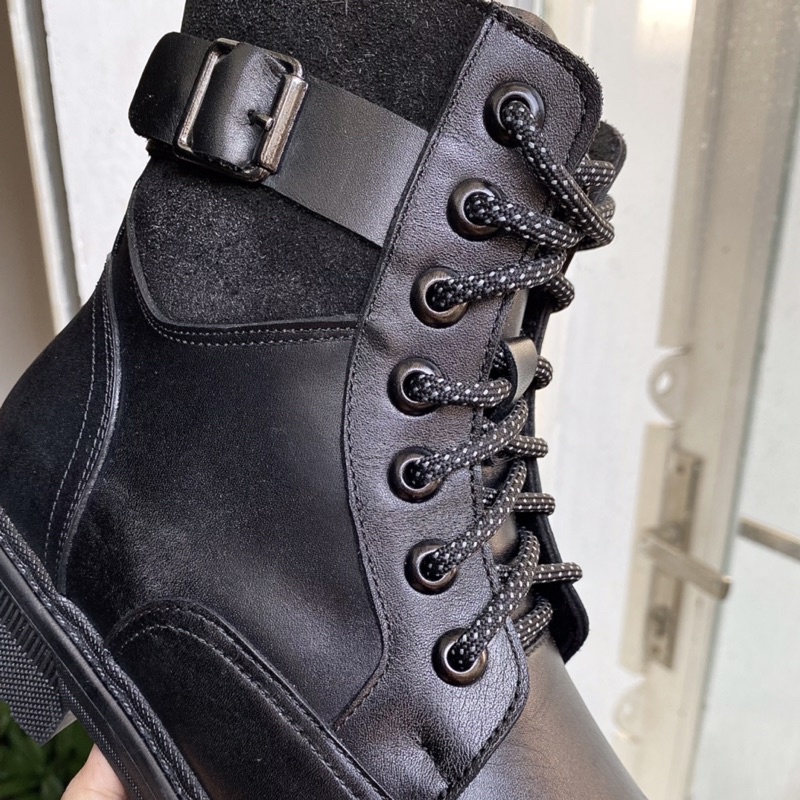 Giày boot nam cao cổ Chunky Zip da bò thật TEFOSS HT789 khoá kéo, buộc dây size 38-45 tăng cao 5cm thời trang,đế khâu